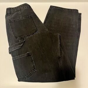 Carpenter Wide Leg Baggy Women Sz 26 Black Wash Y2K 90s Style Jeans Denim Grunge